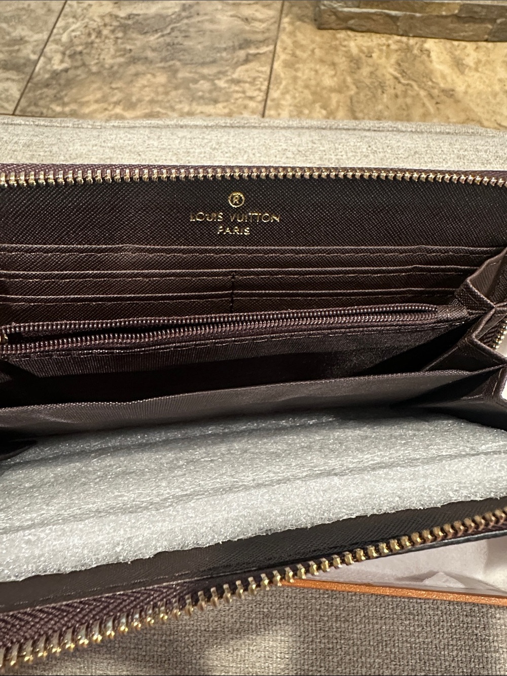 Brown and Gold Monogram Zip Pouch - Picture 4 of 6